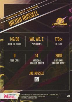 2019 Tap 'N' Play Suncorp Super Netball #70 Jacqui Russell Back